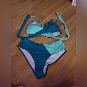 Green swim tops and bottoms